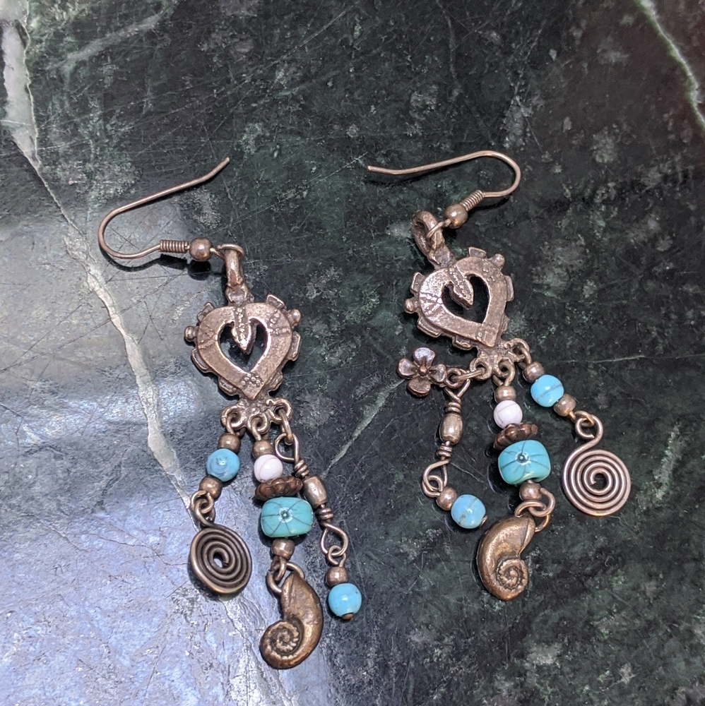 Beautiful Handmade Turquoise Stone Tribal Earrings